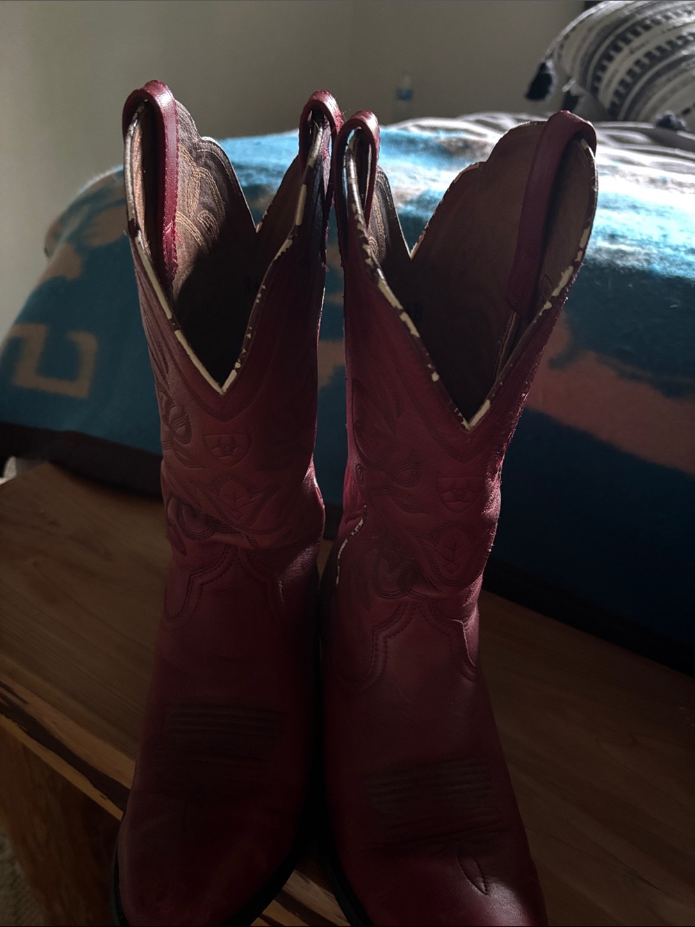 Ariat Red Leather Floral Western Heeled Boots - Picture 13 of 13